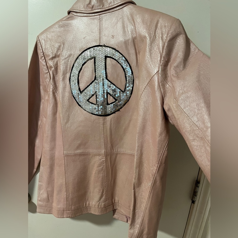 Way Vintage Shimmery Bagatelle Blush Leather Jacket